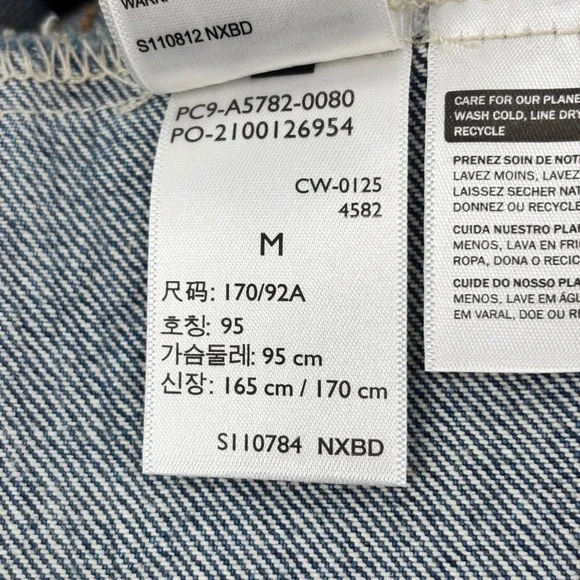 Levis Mens Relaxed Trucker Jacket Medium Wash Blue Denim Embroidered Logo Size M - Picture 11 of 13